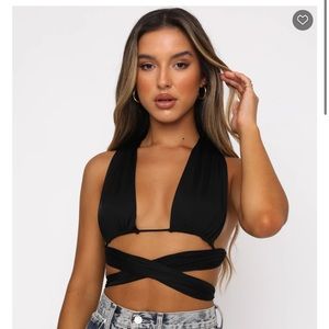 White fox Golden Line Multi-way Crop Black